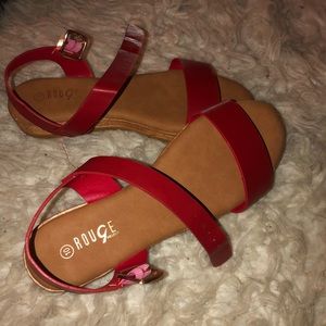 Red strapped sandals